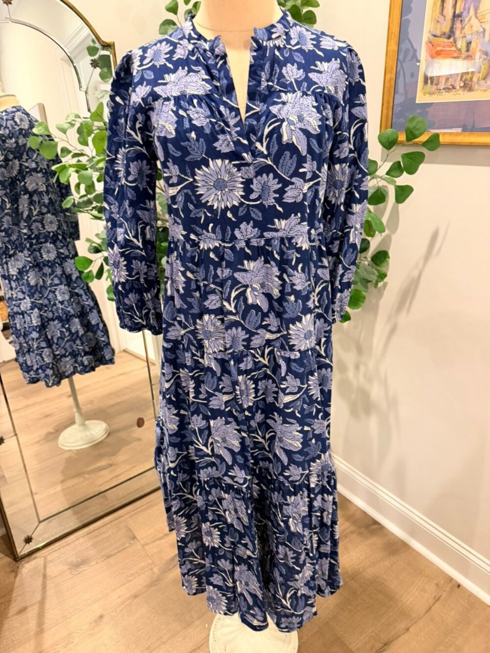NWOT Madison Mathews Block Print Dress M